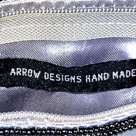 Arrow Design Bag Silver Beaded Sequin Flower Garden Satin Evening Vintage - Picture 7 of 11